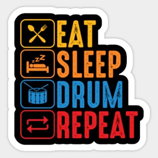 Eat Sleep Drum Repeat Funny Dummer Sticker